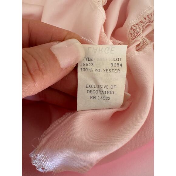 Vintage 70’s Pink Nightgown & Robe Set Large FULL SWEEP Satin lace Old Hollywood - Picture 15 of 16